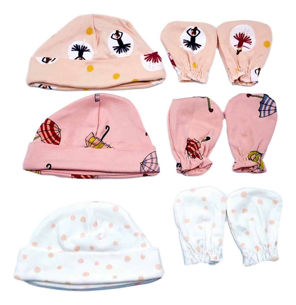 Bliss & Baby 6-Piece Baby Girl Hats & Mittens